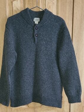 L.L. Bean Men's  Gray Button Pullover Sweater